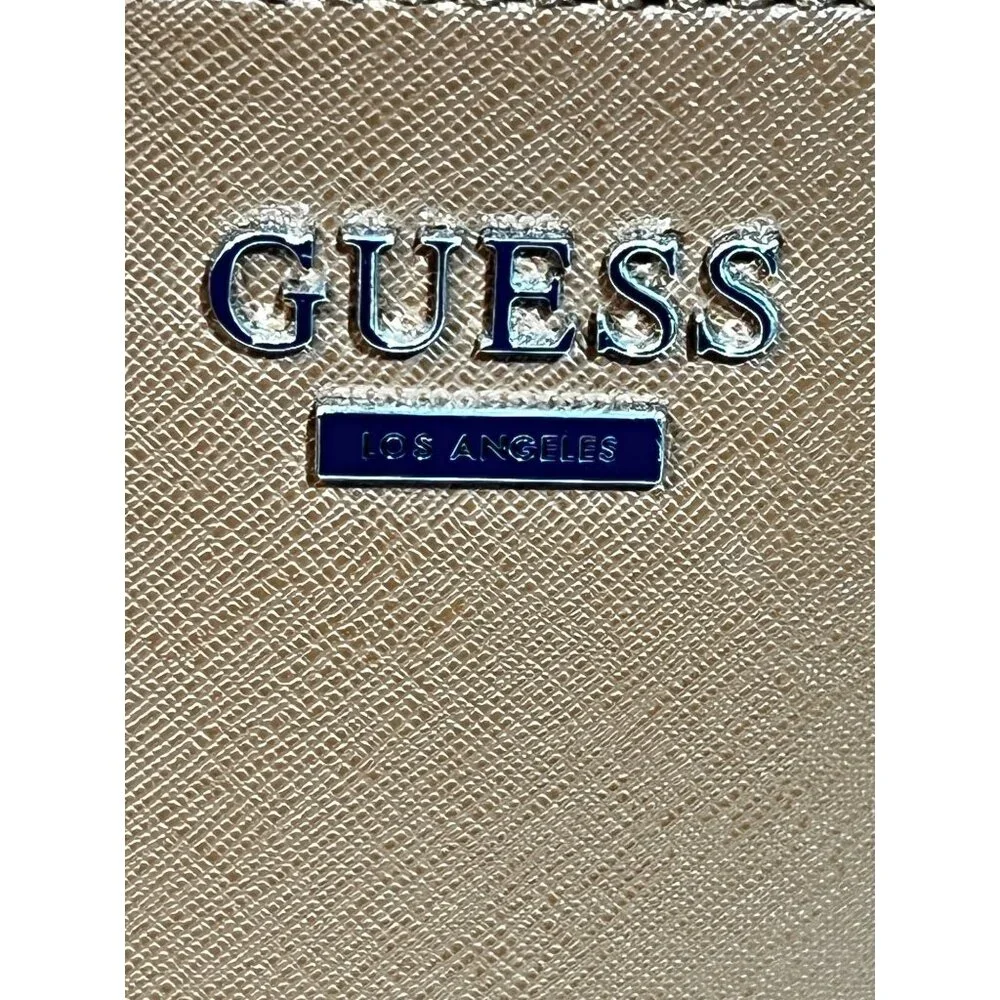 Guess L.A. Large Brown Tote Bag w Zipper & Inner Lining Pockets 11”x17” - Picture 8 of 9